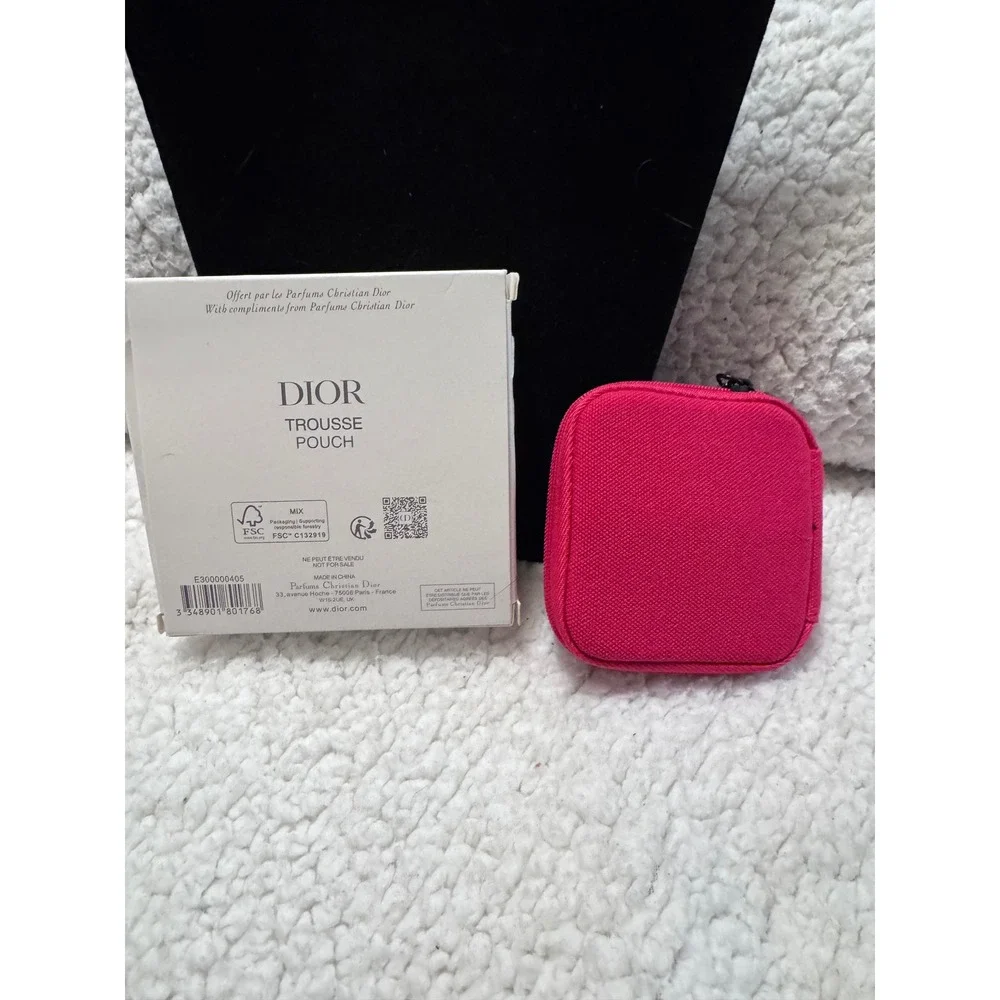 Dior Beauty Trousse Pouch Pink Canvas Miss Dior Logo Cosmetic Bag NWOT